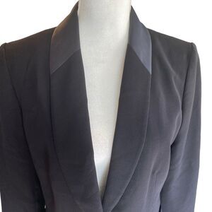 CALVIN KLEIN Black Tuxedo Evening One Button Satin Detail Blazer Size 8